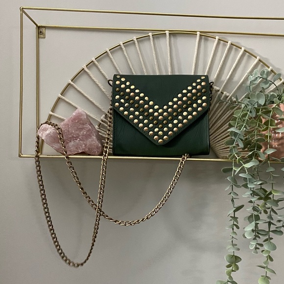 Army Green Studded Crossbody Bag - Picture 1 of 3